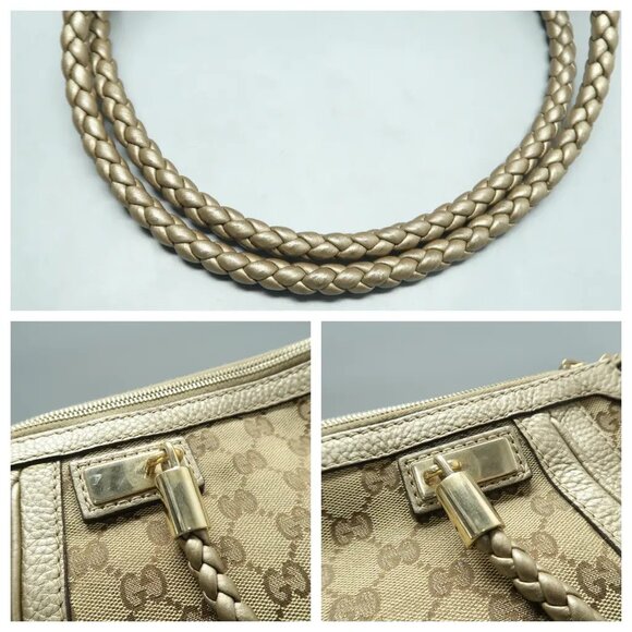 GUCCI Bella Brown Cloth Satchel 615-021425 - Picture 9 of 12